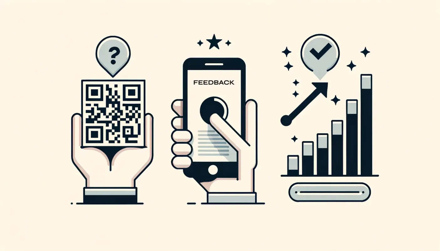 Scanning a QR code to open a feedback form, leading to higher review ratings