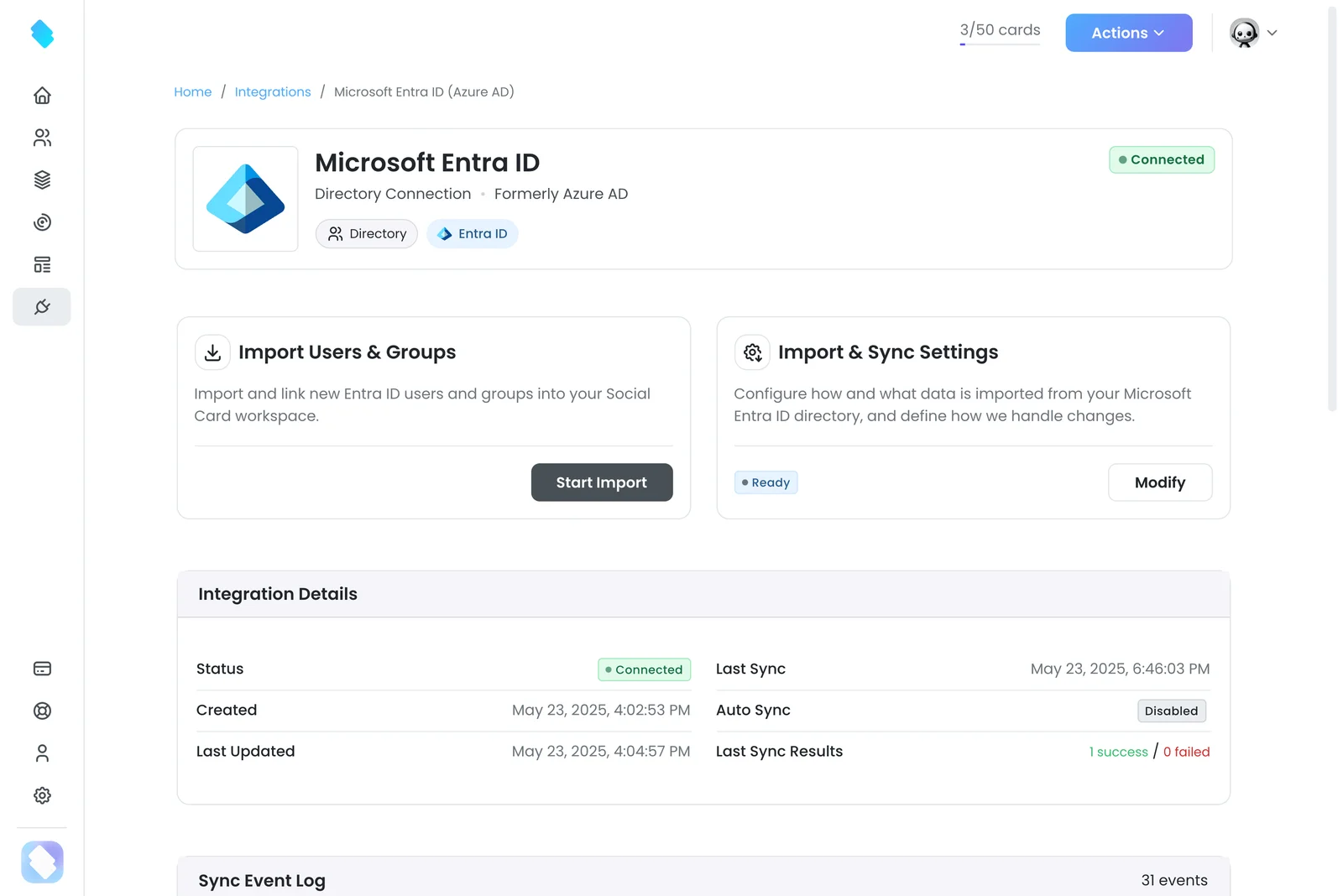 Microsoft Entra ID integration in Social Card